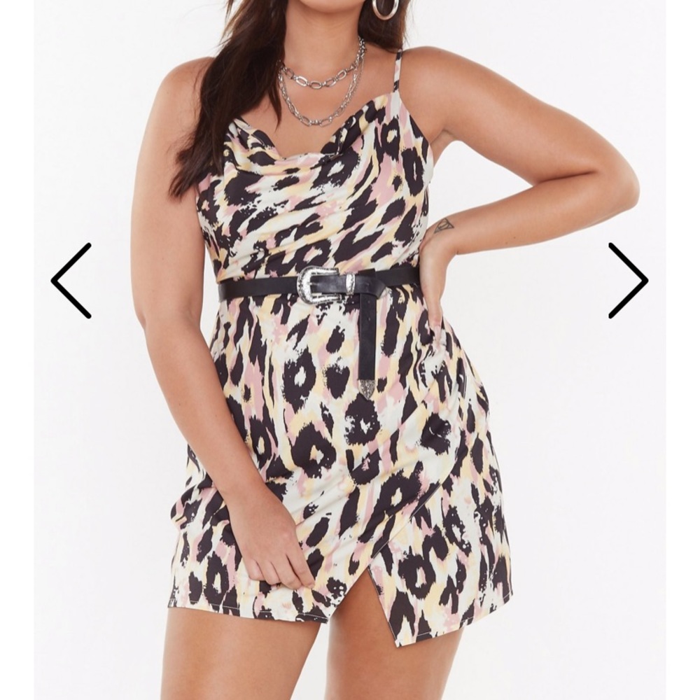 Never Worn Animal Print Satin Cowl Dress